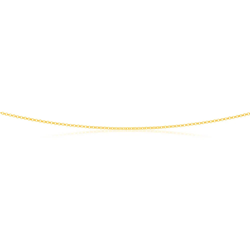 9ct Yellow Solid Gold 1.6mm Belcher Chain 50cm