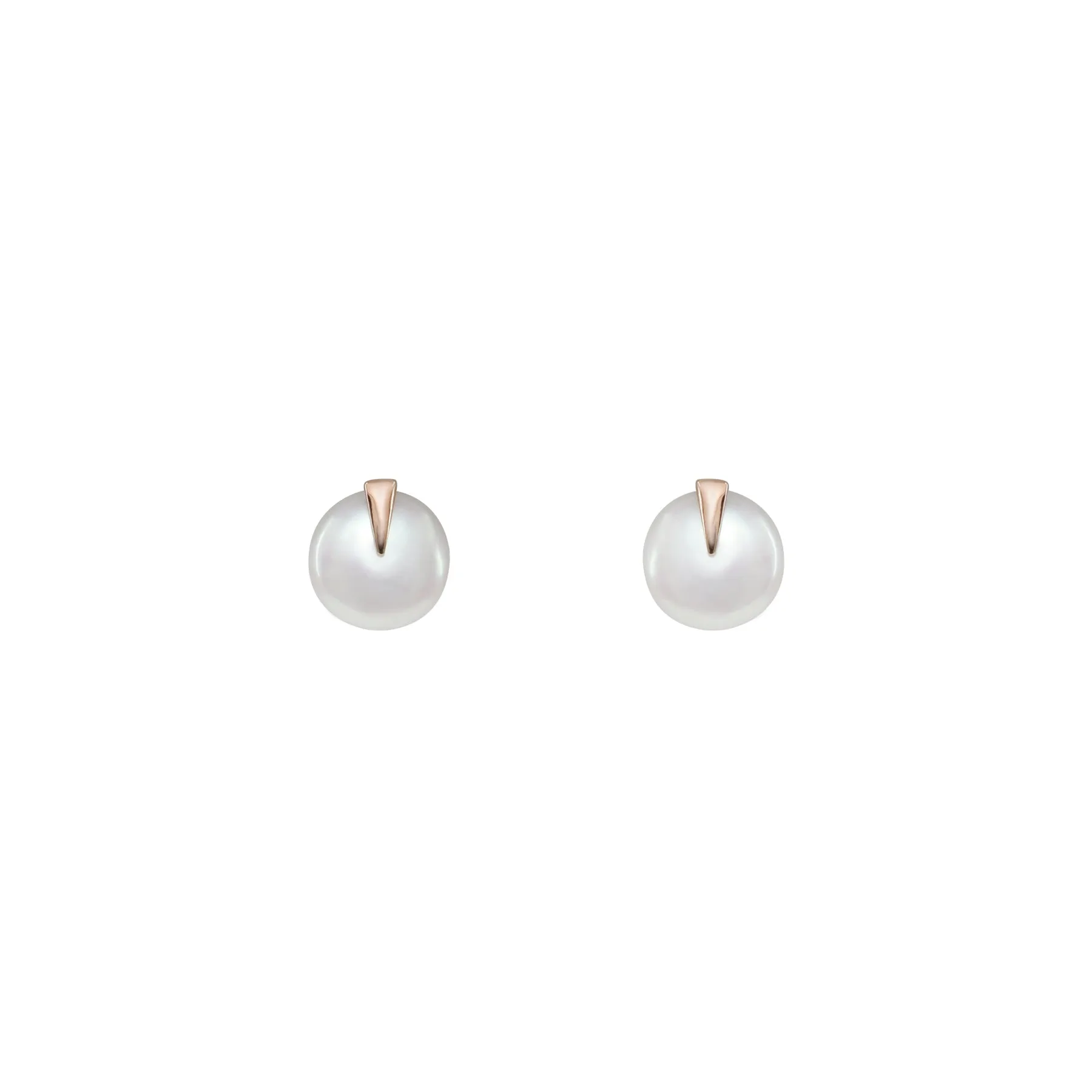 9K Rose Gold Freshwater Pearl Studs Earrings - 20674410