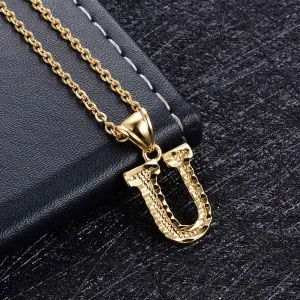 A-Z Small Letters chains Necklaces unisex for women/man Gold Color Fashion Couple pendant