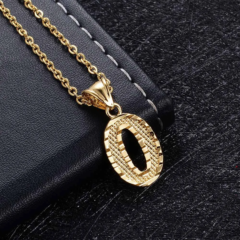 A-Z Small Letters chains Necklaces unisex for women/man Gold Color Fashion Couple pendant