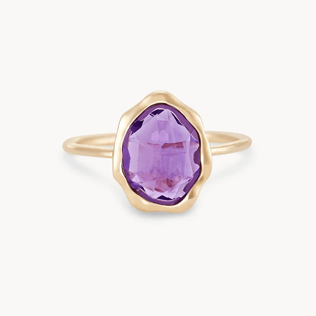 amethyst mood ring - 14k yellow gold