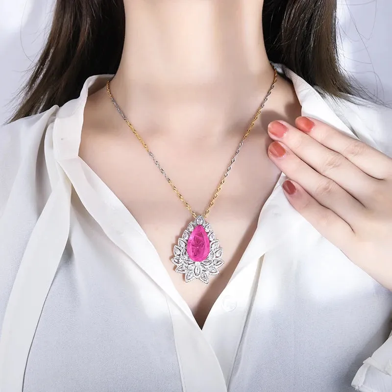 Amethyst Water Drop CZ Pendant Necklace