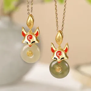 Ancient Gold Craft Enamel Natural Hotan Jasper Pendant