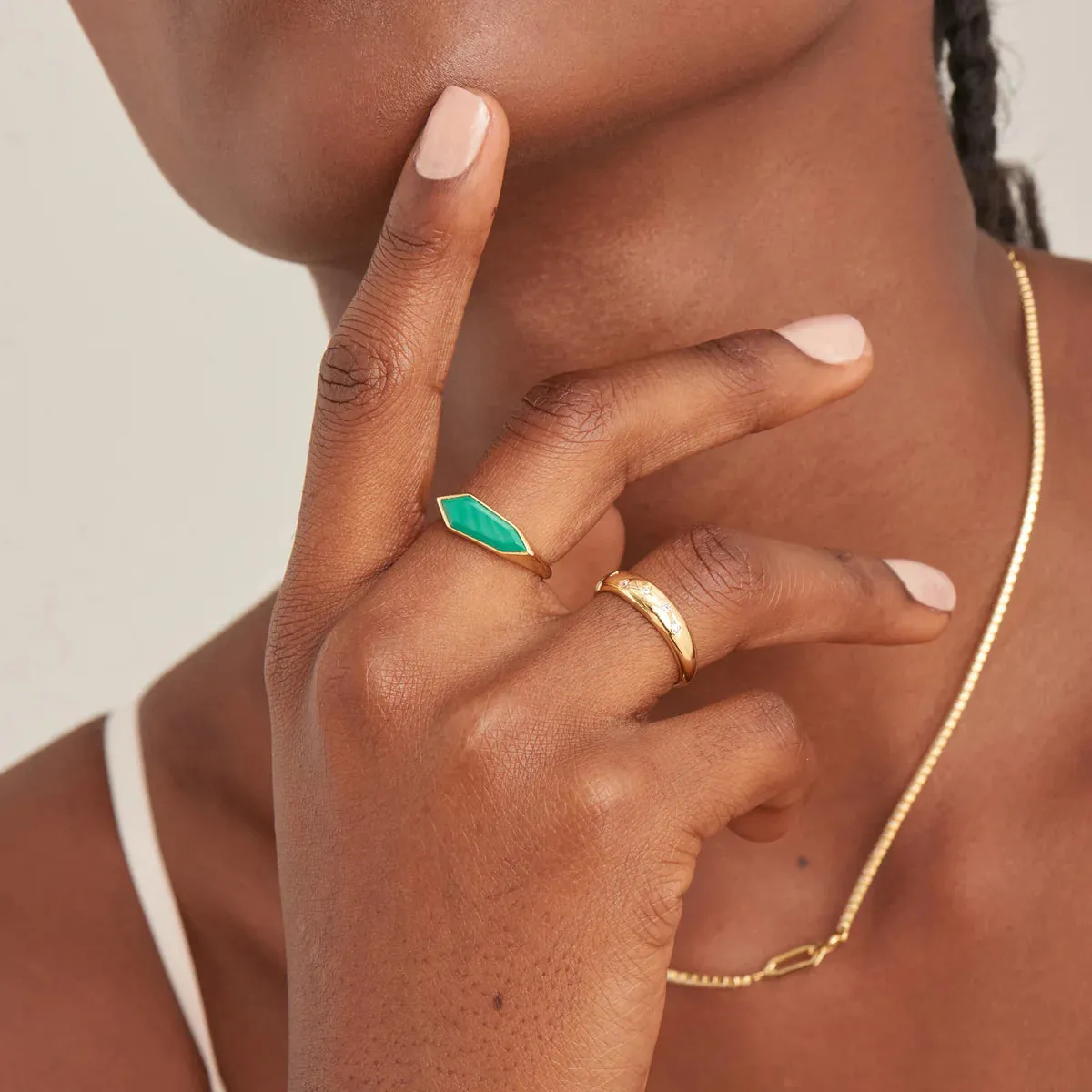 Ania Haie Gold Malachite Emblem Adjustable Ring