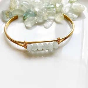 Aquamarine Embellished Brass Cuff