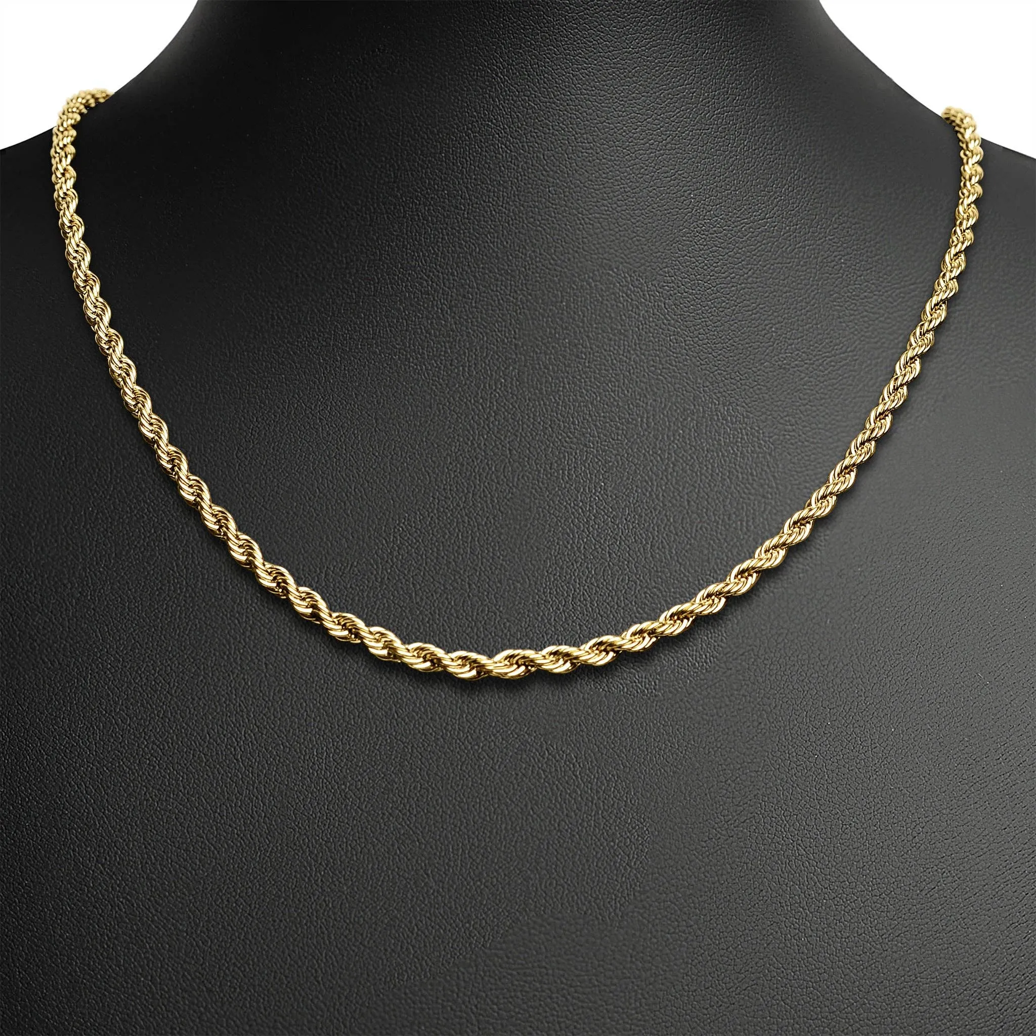 Ashley Gold Stainless Steel PVD Rope Chain Necklace
