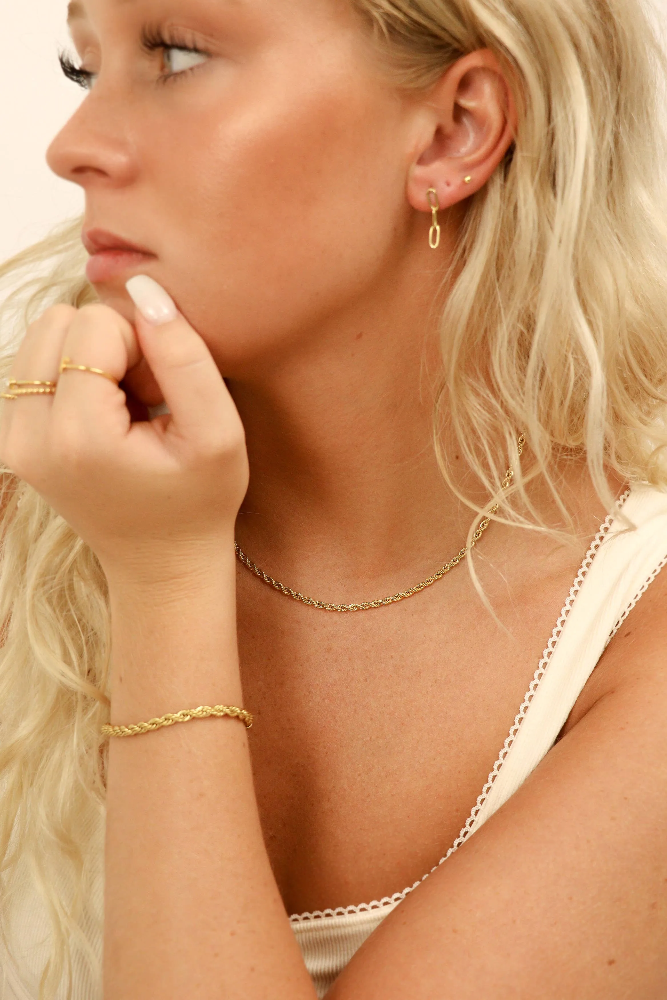 Ashley Gold Stainless Steel PVD Rope Chain Necklace
