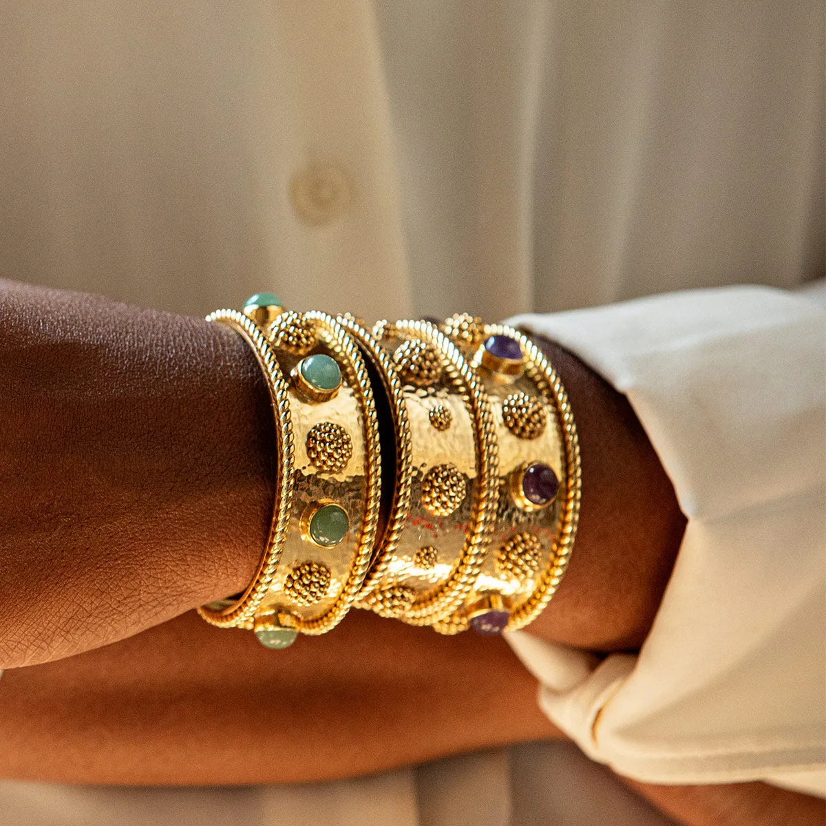 Berry Gem Cuff with Meadow Jade