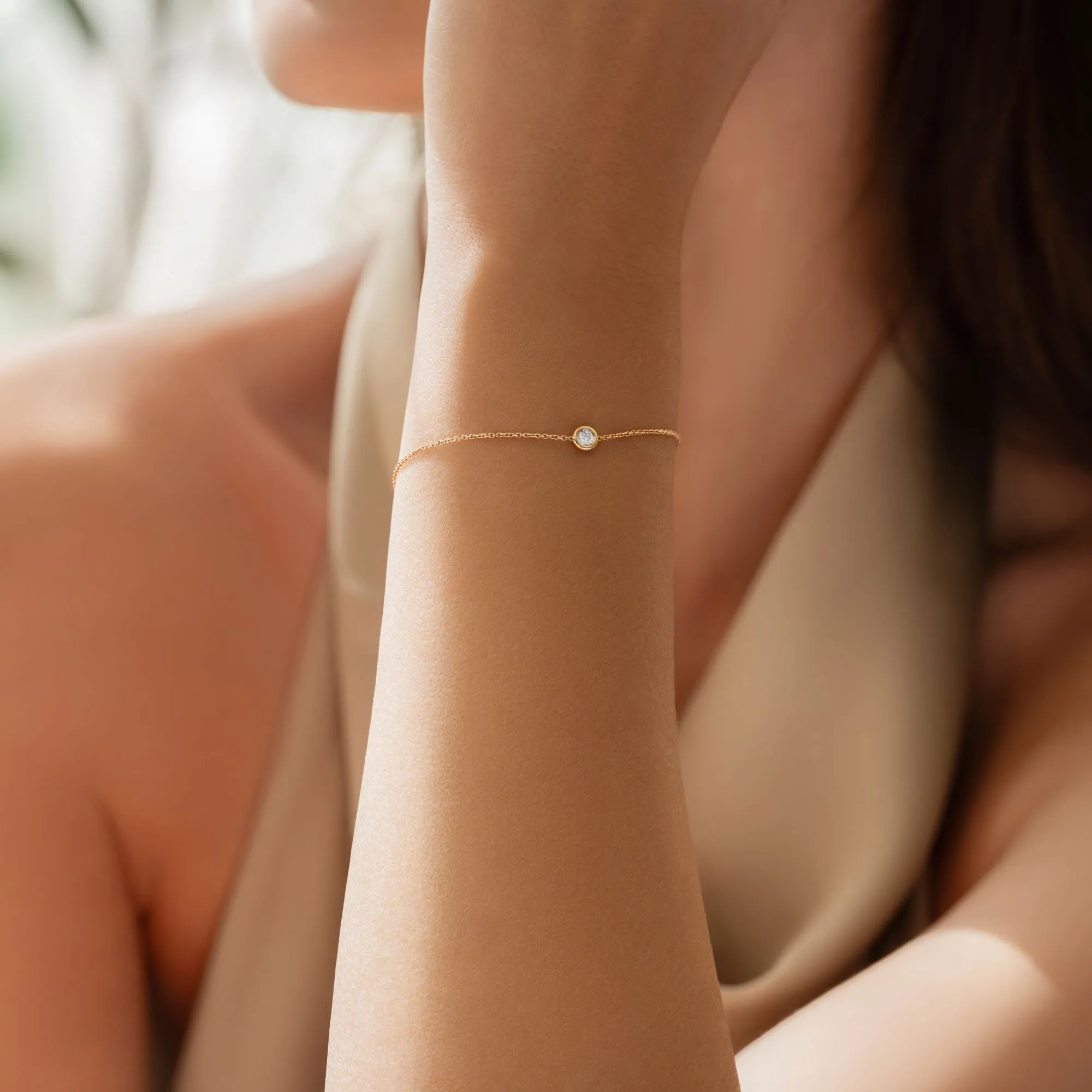 Bezel Solitaire Bracelet with Lab-grown Diamond