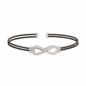 Black Rhodium Finish Sterling Silver Two Cable Cuff Bracelet - LL7007B-BR/RH