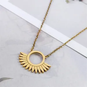 Bohemia Sun Pendant Necklace for Women Stainless Steel Gold Color Aesthetic Flower Chain