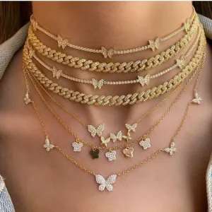 Butterfly Necklace, Gold Plated Butterfly Layer Necklaces