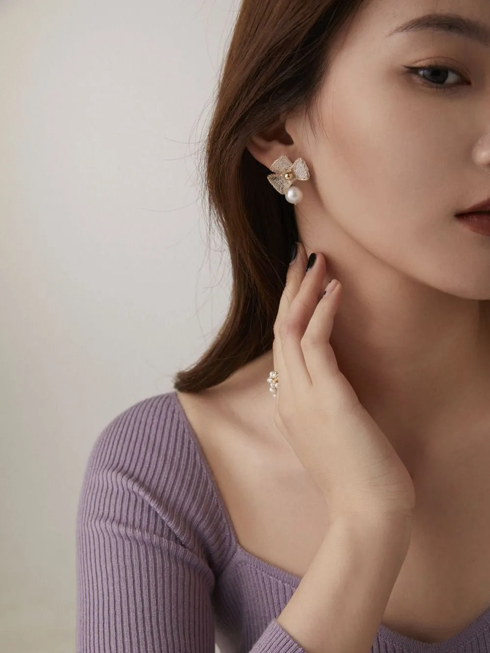 Cicada Wing Series Triple Leaf Dangle Earrings