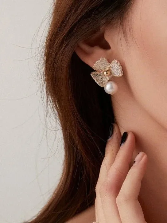 Cicada Wing Series Triple Leaf Dangle Earrings