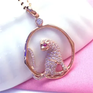 Classic 585 purple gold new in geometric inlaid crystal pendant