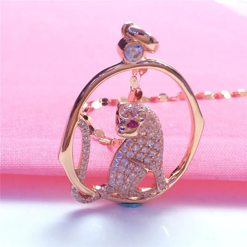 Classic 585 purple gold new in geometric inlaid crystal pendant