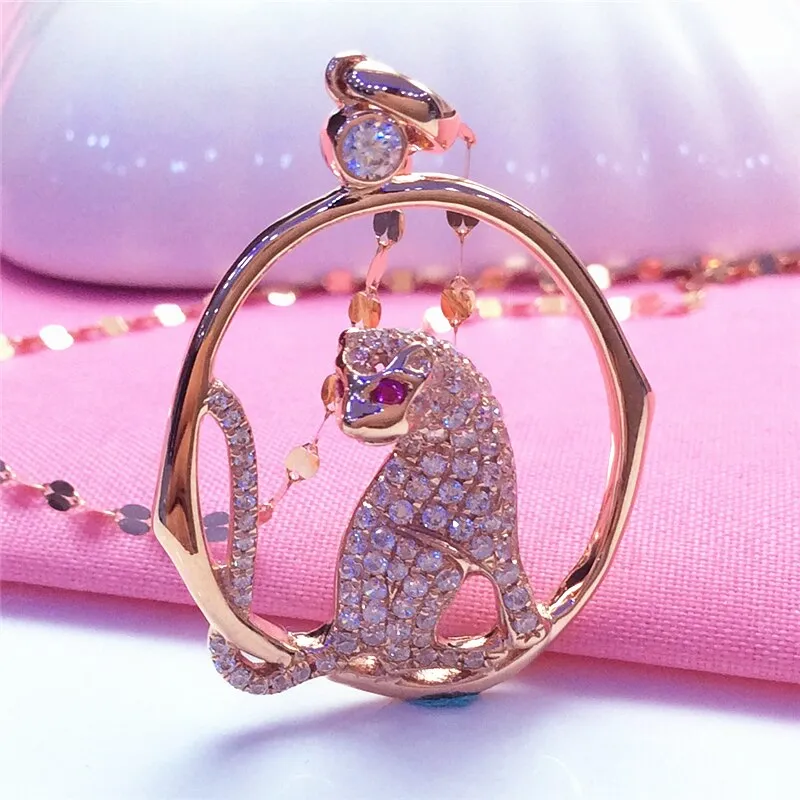 Classic 585 purple gold new in geometric inlaid crystal pendant