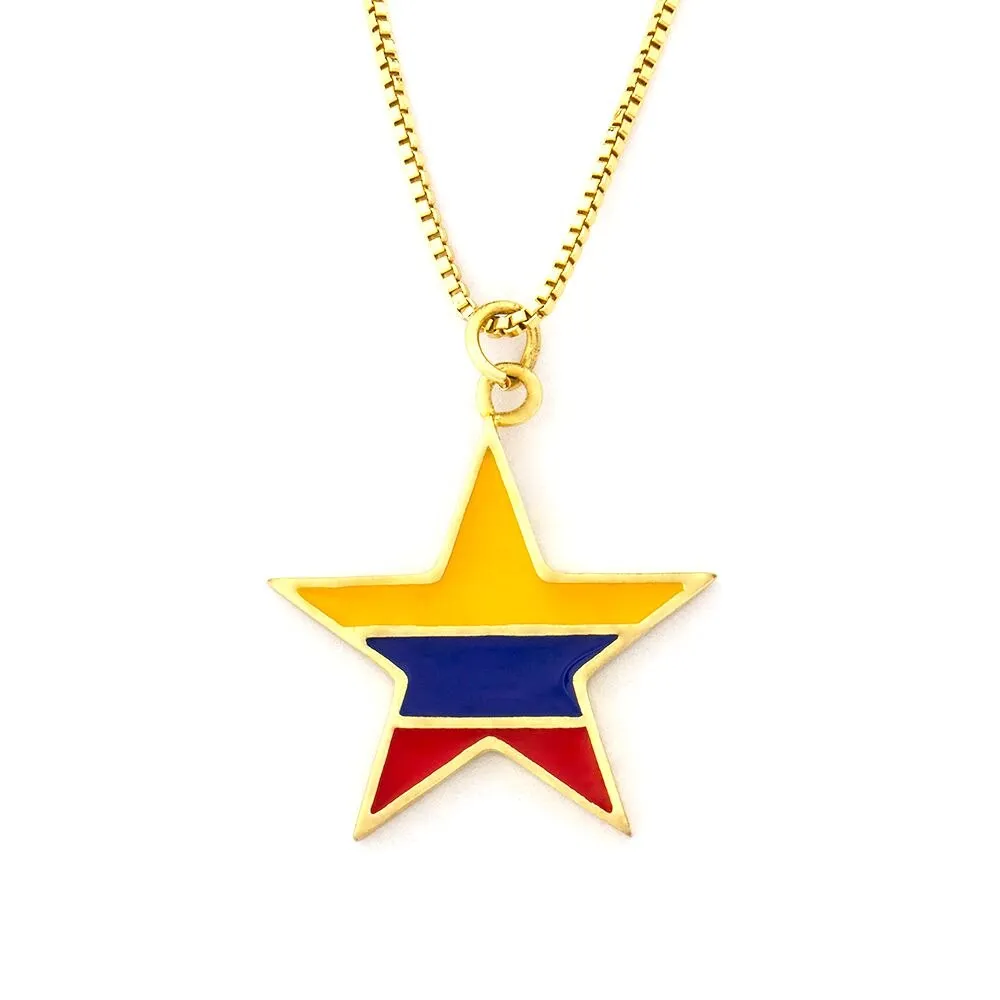Classic Copper Cubic Ziconia Star Pendant Necklace Gold Color Pendant
