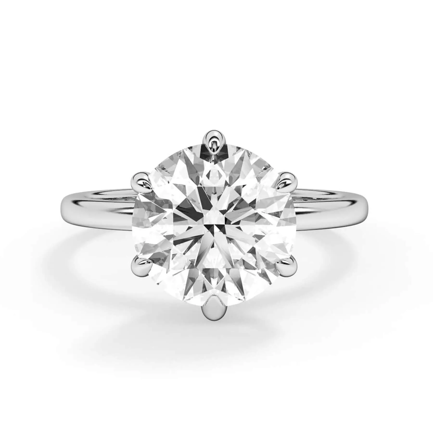 Classic Solitaire Engagement Ring Setting with 6 Prongs