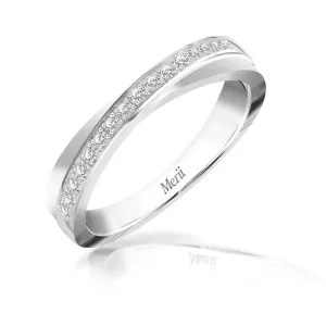Couple Rings: Silver rhodium plated with 1.2 mm CZ criss cross band ring