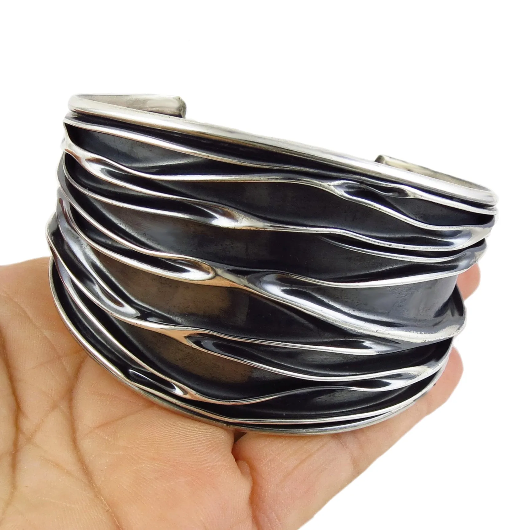 Crushed Sterling Silver Bracelet Cuff