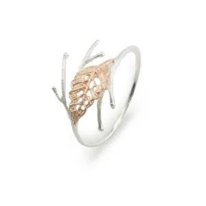 Curved Leaf on Branch Rose Gold Sterling Sliver Bangle