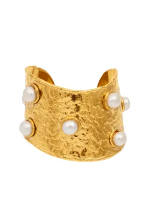 Curved Manchette Cuff with Pearls