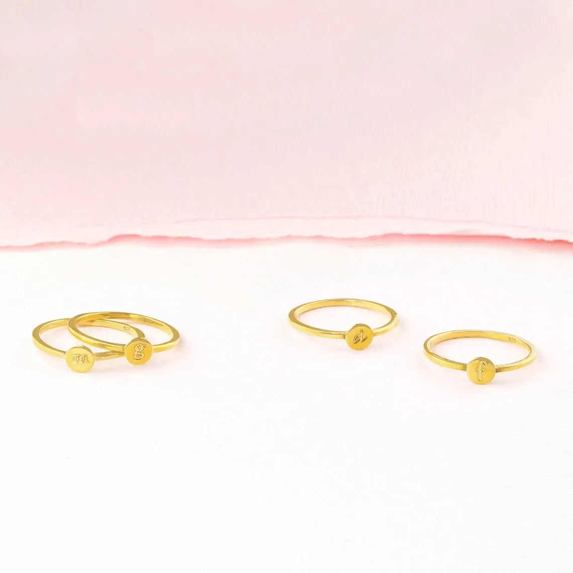 Custom Dainty Initial Ring, Minimalist Round Ring