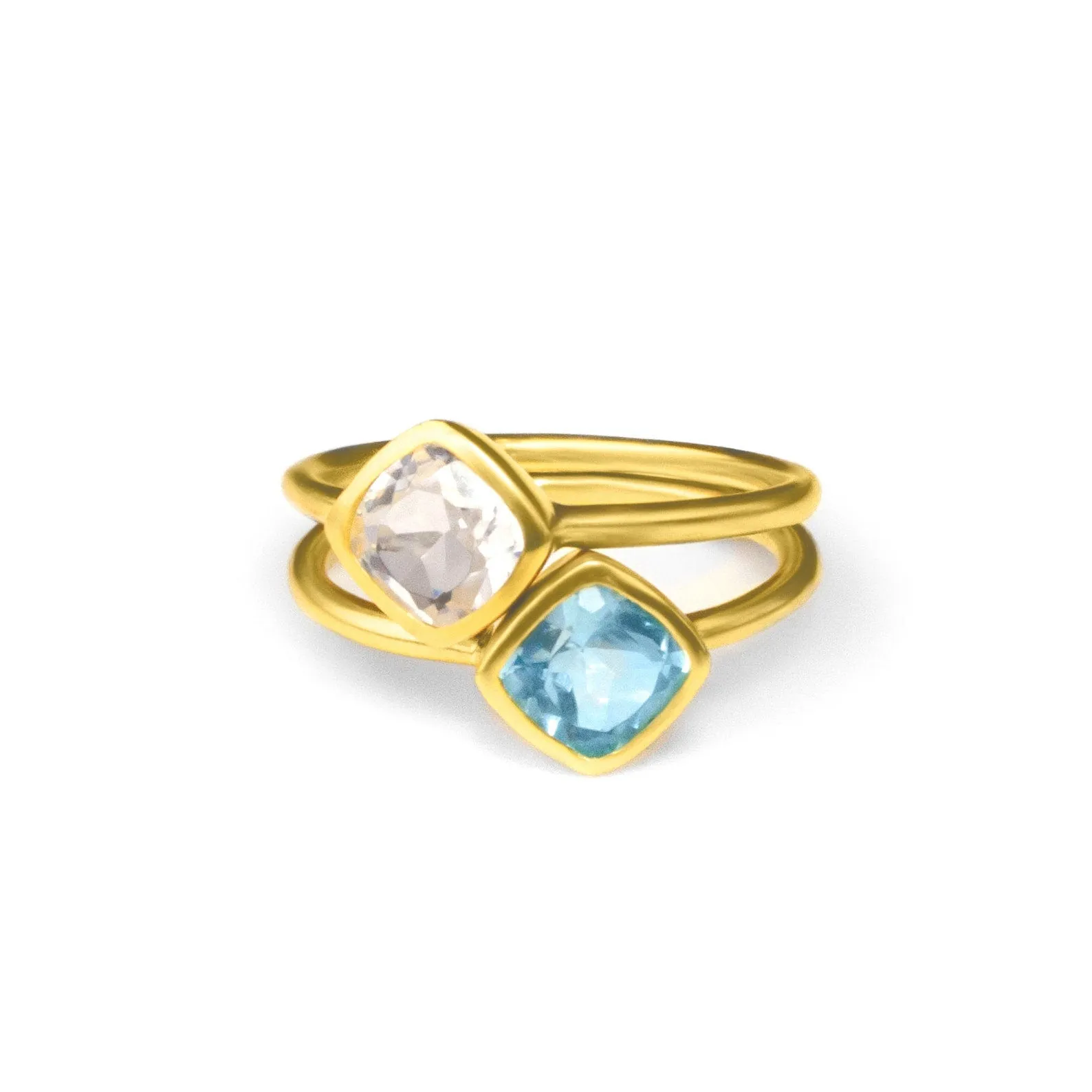 Diamond Shaped Cushion Cut Birthstone Ring Set