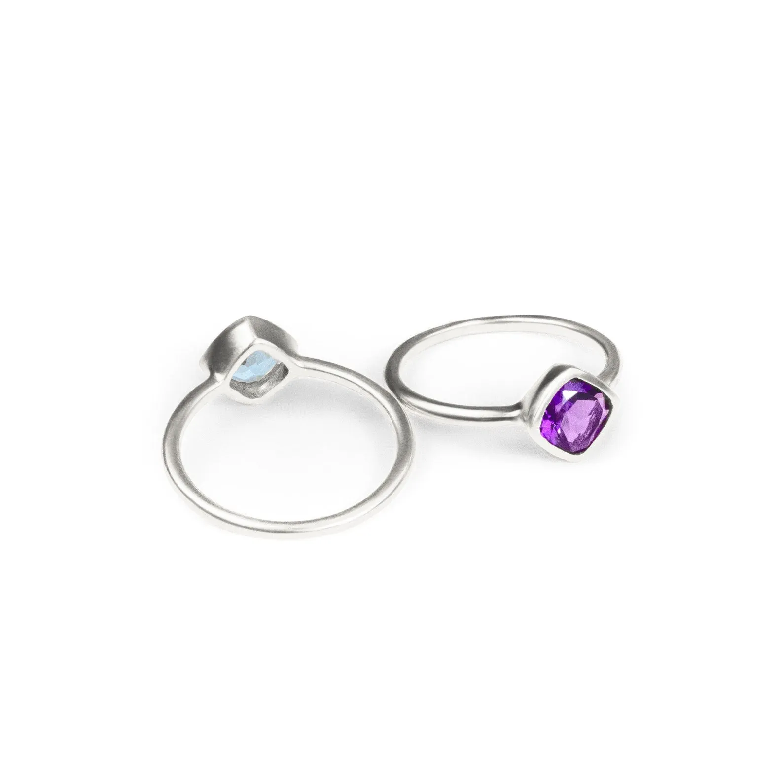 Diamond Shaped Cushion Cut Birthstone Ring Set