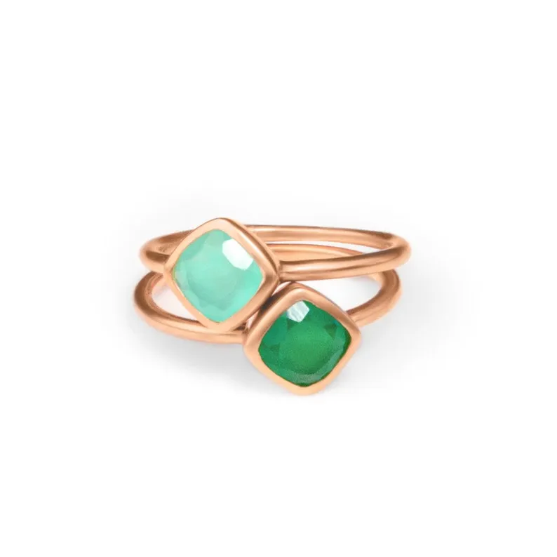 Diamond Shaped Cushion Cut Birthstone Ring Set