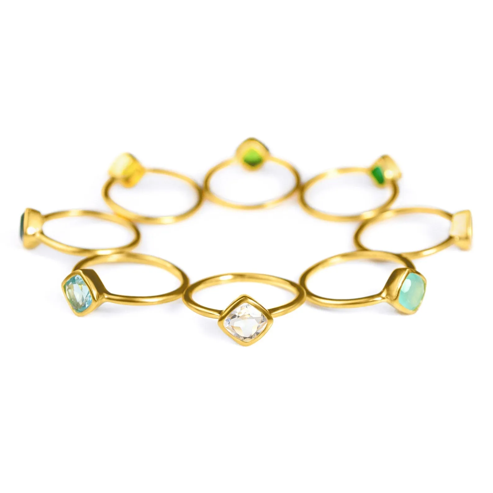 Diamond Shaped Cushion Cut Birthstone Ring Set