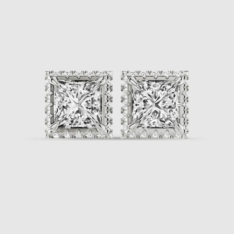 Donut Halo Lab Grown Diamond Studs-Princess