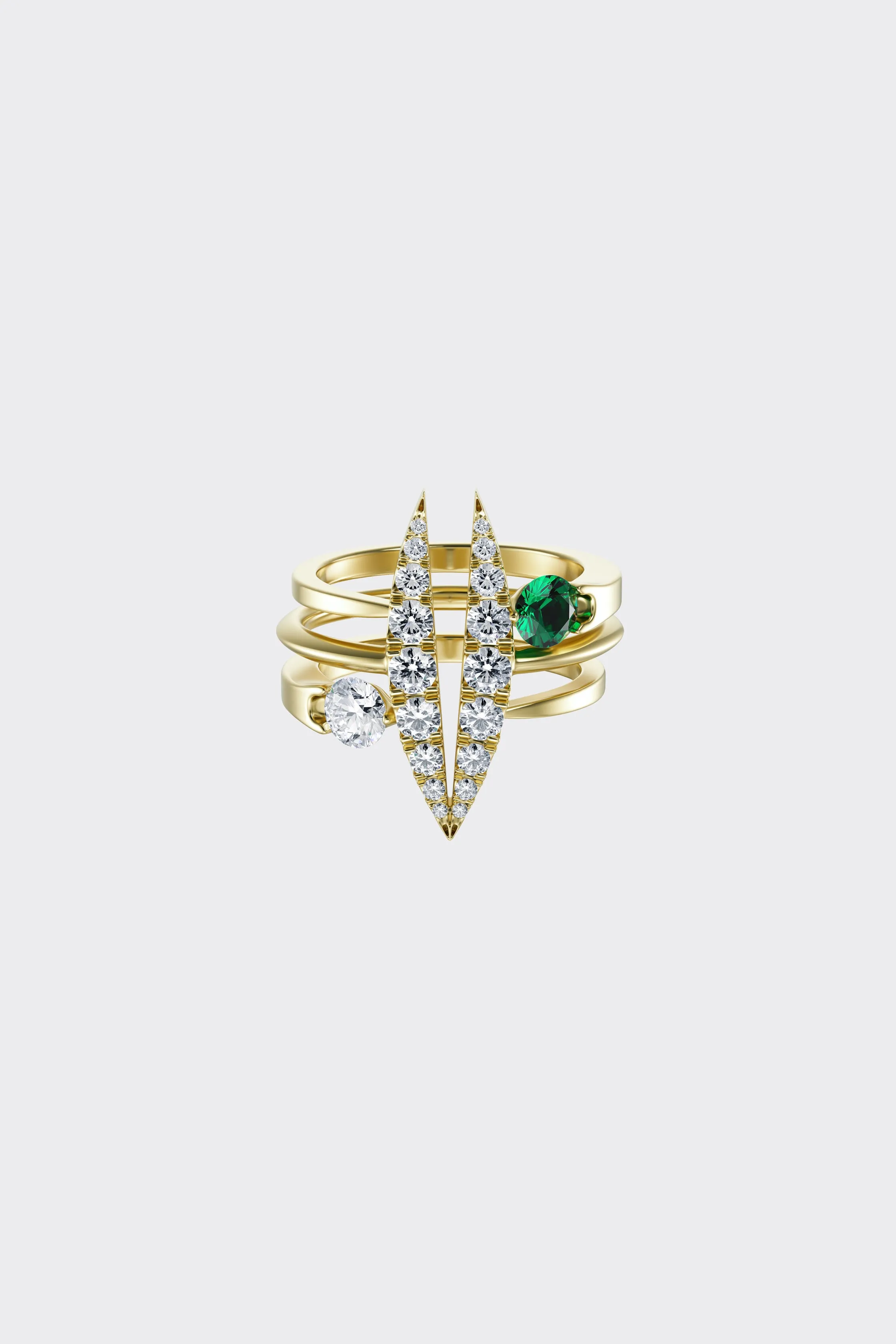 Dot Emerald Cuff Ring