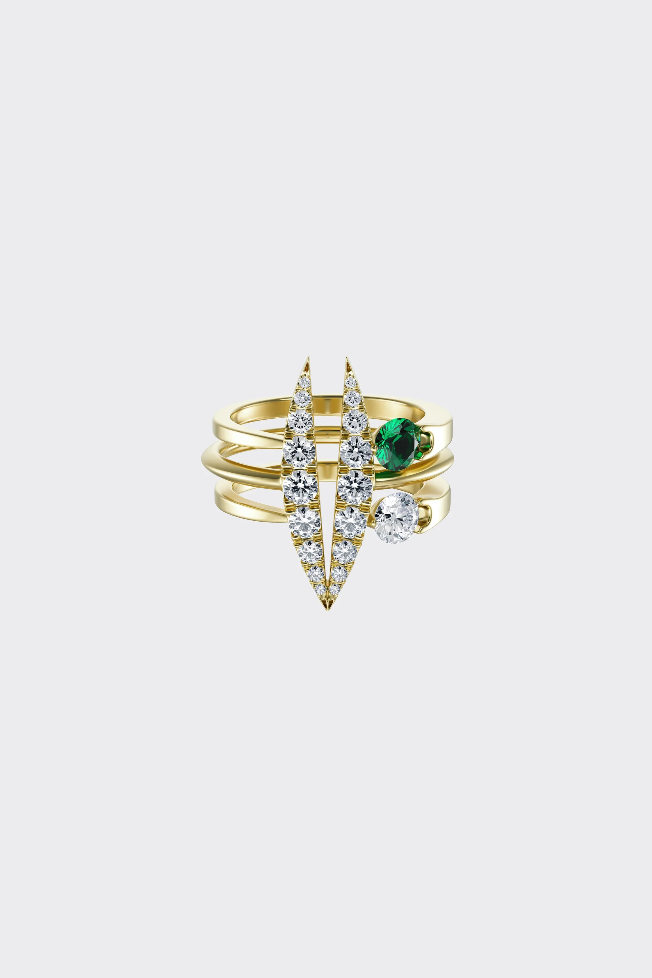 Dot Emerald Cuff Ring