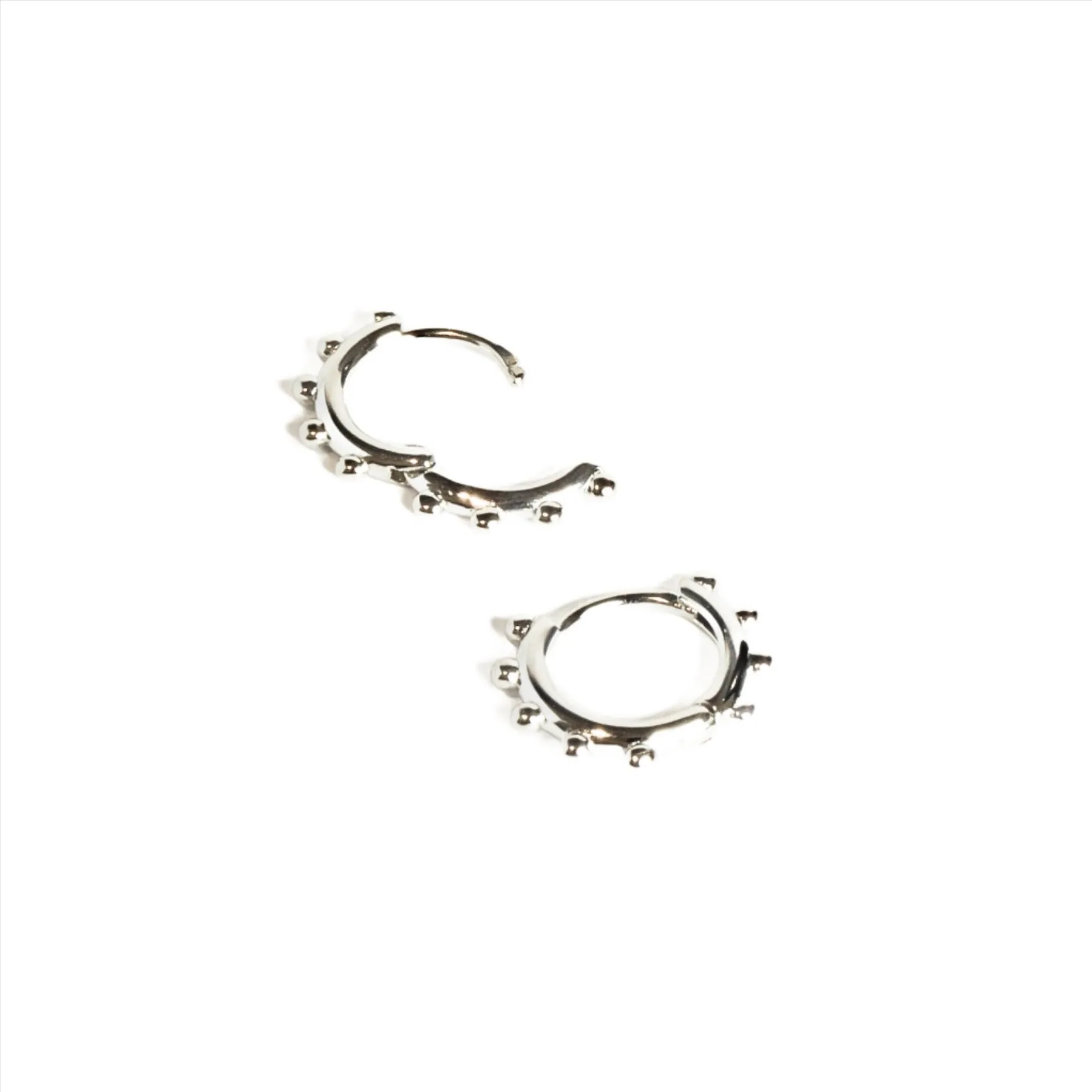 Dot Hoop Huggies Sterling Silver