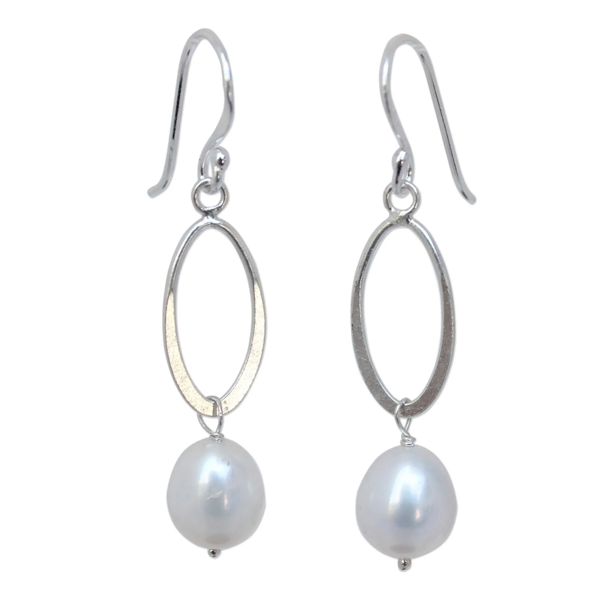Dragon Love Sterling Silver and Pearl Dangle Earrings
