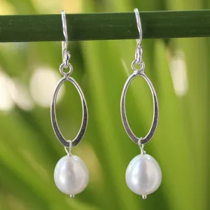 Dragon Love Sterling Silver and Pearl Dangle Earrings