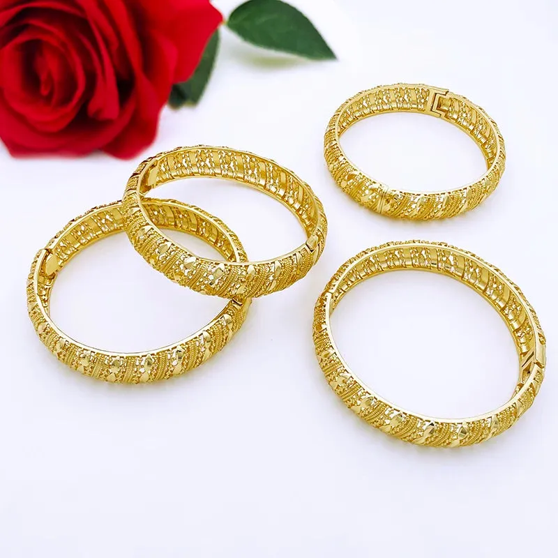 Dubai Bangles 24K Gold Plated Bracelet For Women Wholesale Jewellery Wedding Party Gift