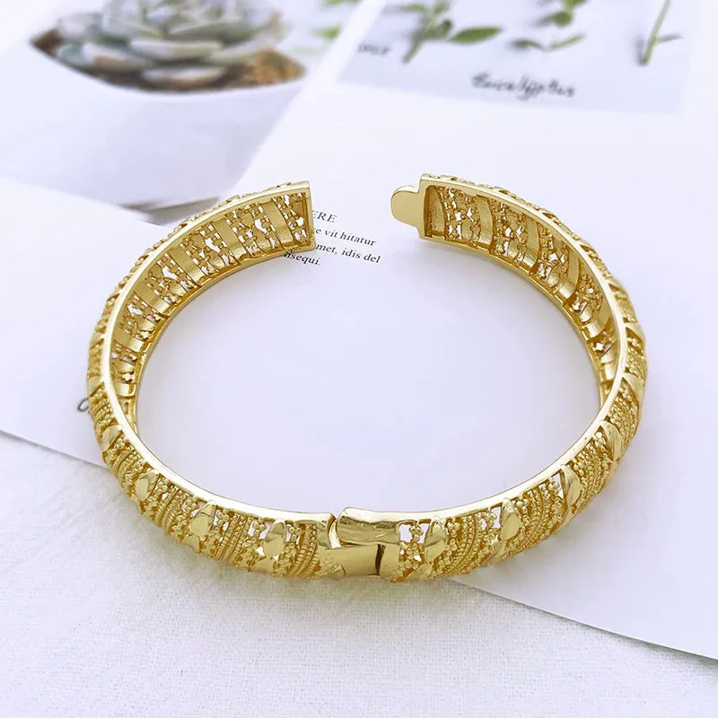 Dubai Bangles 24K Gold Plated Bracelet For Women Wholesale Jewellery Wedding Party Gift