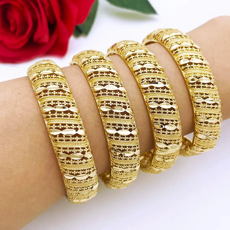Dubai Bangles 24K Gold Plated Bracelet For Women Wholesale Jewellery Wedding Party Gift