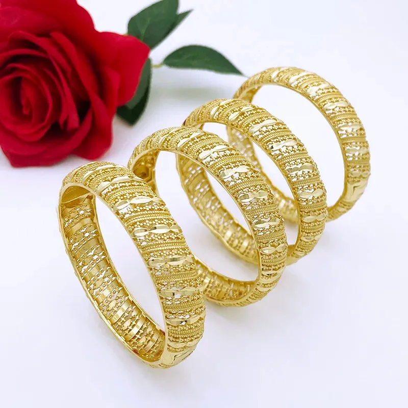 Dubai Bangles 24K Gold Plated Bracelet For Women Wholesale Jewellery Wedding Party Gift