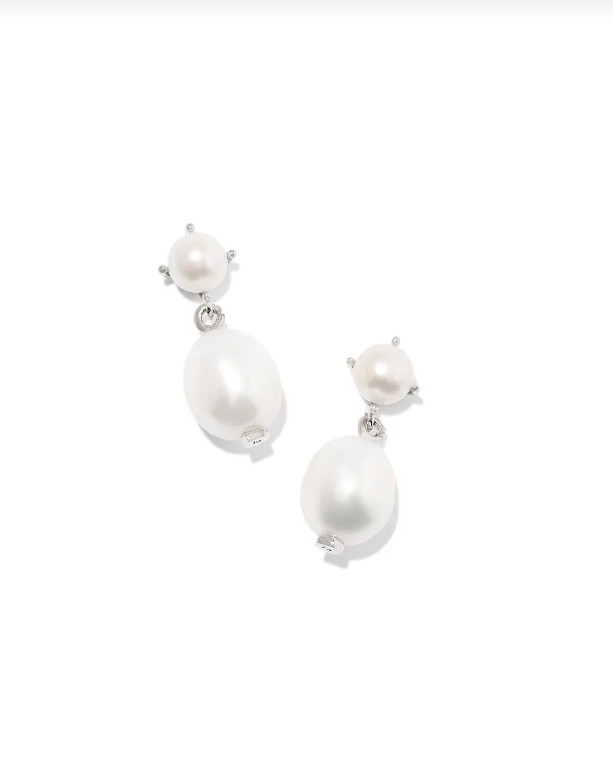 Eve Drop Earring- Silver White Pearl