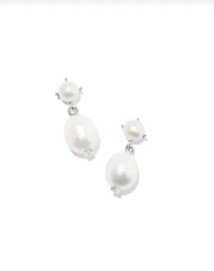 Eve Drop Earring- Silver White Pearl