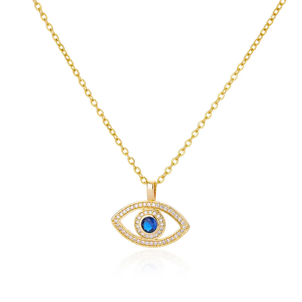 Evil Eye Necklace for Women Fashion Gold Color Copper Zircon Pendant Woman