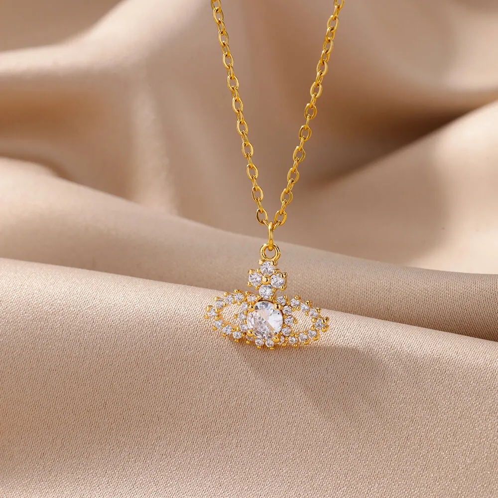 Evil Eye Necklace for Women Fashion Gold Color Copper Zircon Pendant Woman