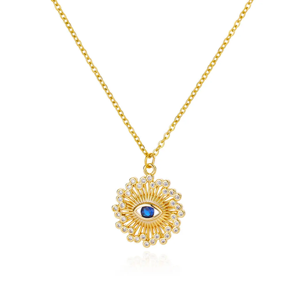Evil Eye Necklace for Women Fashion Gold Color Copper Zircon Pendant Woman
