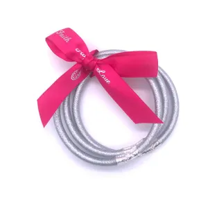 Faith Hope Love Glitter Bangle Bracelet Iridescent Silver