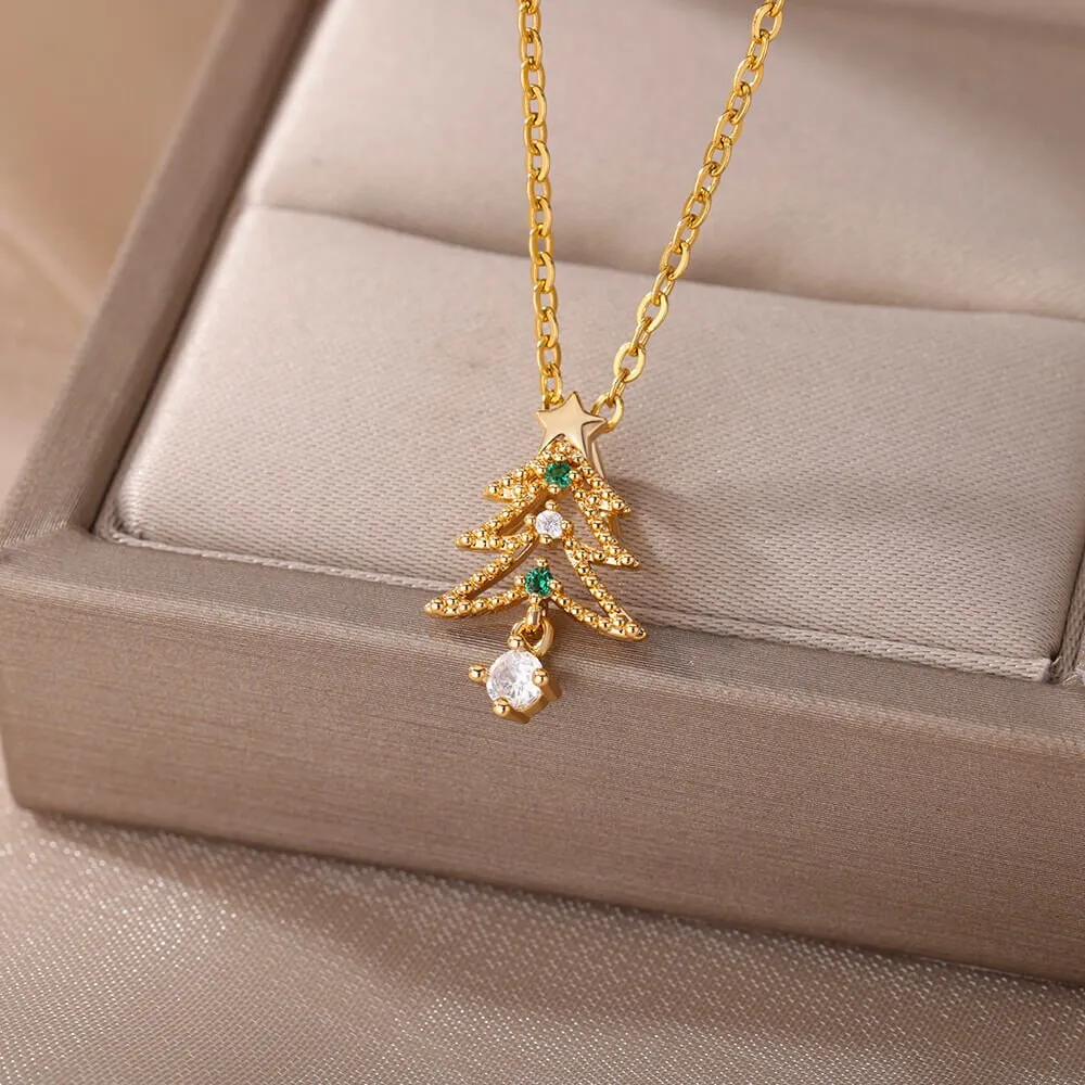 Fashion Christmas Jewelry Gifts Christmas Tree Pendant Necklace For Women