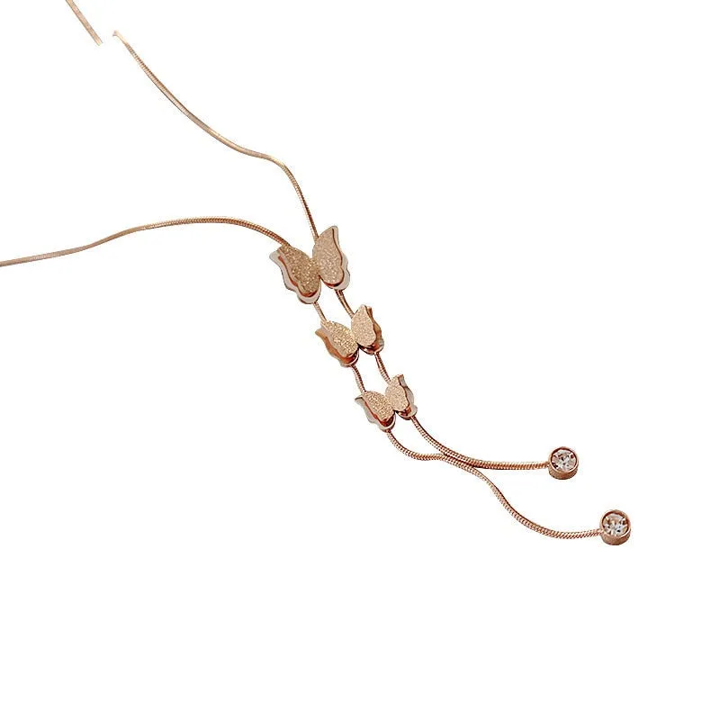 Fashion Fine Jewelry Butterfly Zircon Tassel Charms Snake Chain